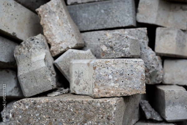 Obraz Old cracked pavement rocks stacked