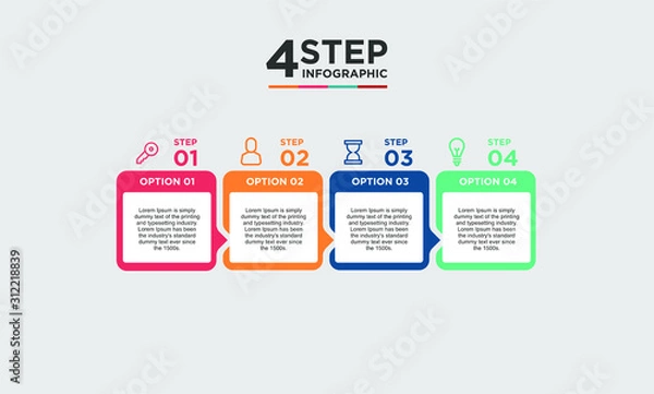 Fototapeta 4 step infographic element. Business concept with 4 options and number, steps or processes. data visualization. Vector illustration.