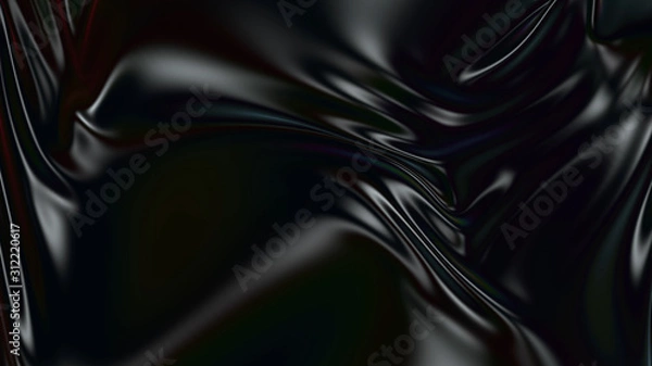 Fototapeta 3D render piękne fałdy czarnego jedwabiu na pełnym ekranie, jak piękne czyste tło tkaniny. Proste miękkie tło z gładkimi fałdami jak fale na płynnej powierzchni. 20