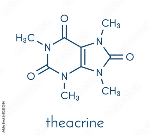 Fototapeta Theacrine molecule. Caffeine analog present in kucha tea. Skeletal formula.