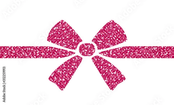 Fototapeta Red Glitter Bow With Ribbon