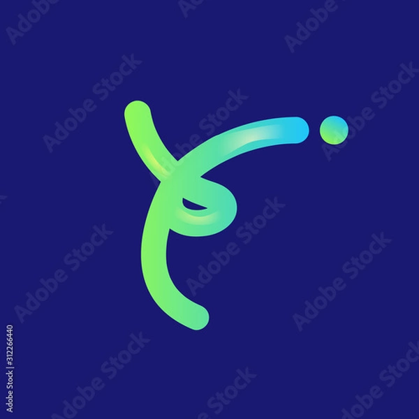 Fototapeta Modern 3d flow logo hand drawn initial letter y for business or company vector eps 10