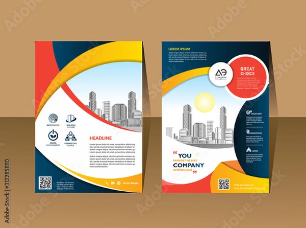 Fototapeta Corporate flyer, layout template. with elements and placeholder for picture.