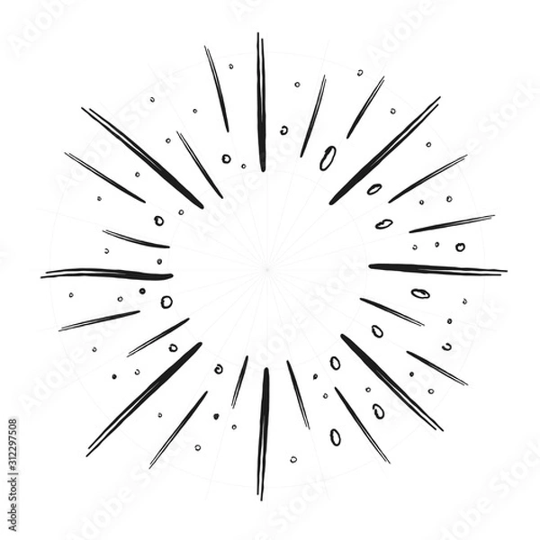 Fototapeta Star burst doodle. Hand drawn sunburst vector illustration.