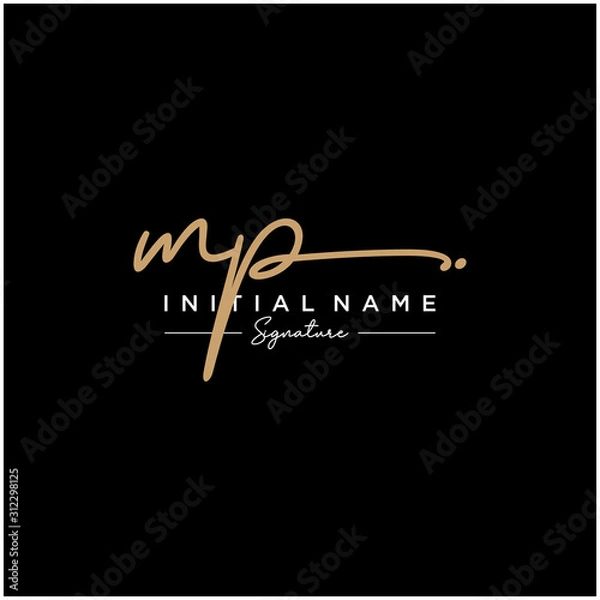 Fototapeta Letter MP Signature Logo Template Vector