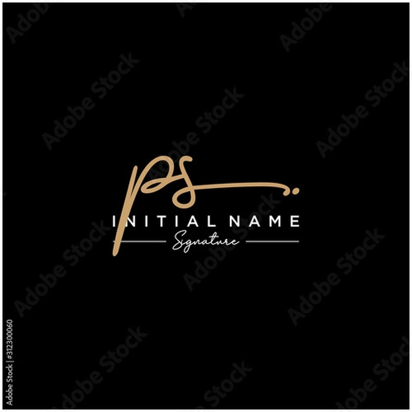 Fototapeta Letter PS Signature Logo Template Vector