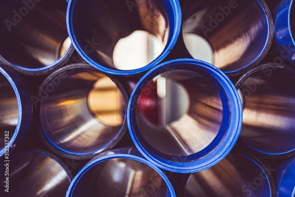 Obraz blue plastic pipes bokeh effect