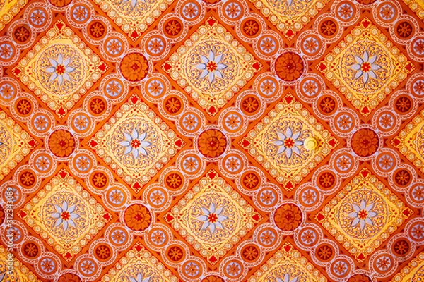 Obraz seamless pattern with flowers and a smoke detector