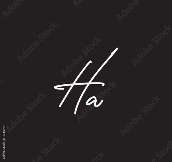 Fototapeta Couple Cursive Letters Initial Signature Handwriting Calligraphy