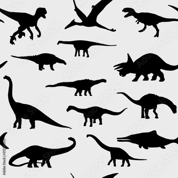 Obraz set of dinosaurs in black