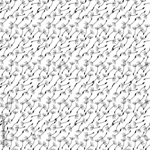Obraz Dandelion hand drawn pattern.Taraxacum officinale