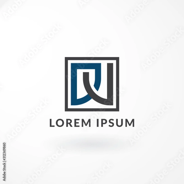 Fototapeta Lettermark Design is Combination Letter D and V with Line Square