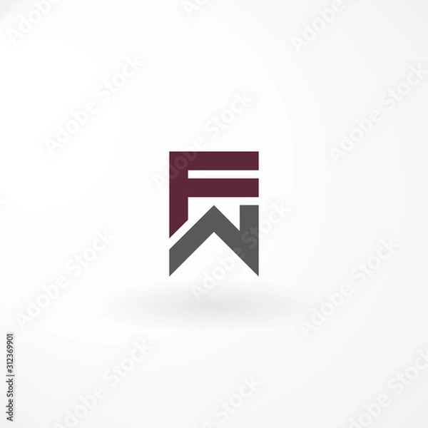 Fototapeta Monogram Design Letter with Combination Letter F and W