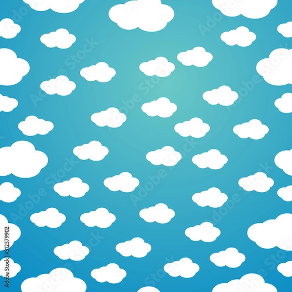 Obraz Cute Clouds Pattern. Seamless Vector.
