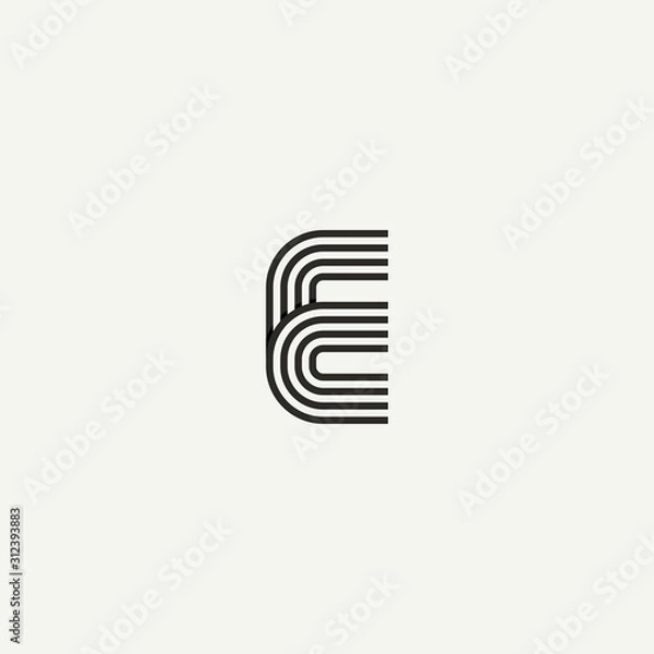 Obraz E logo. Abstract letter E logo design. Line creative symbol. Logo branding. Universal vector icon - Vector