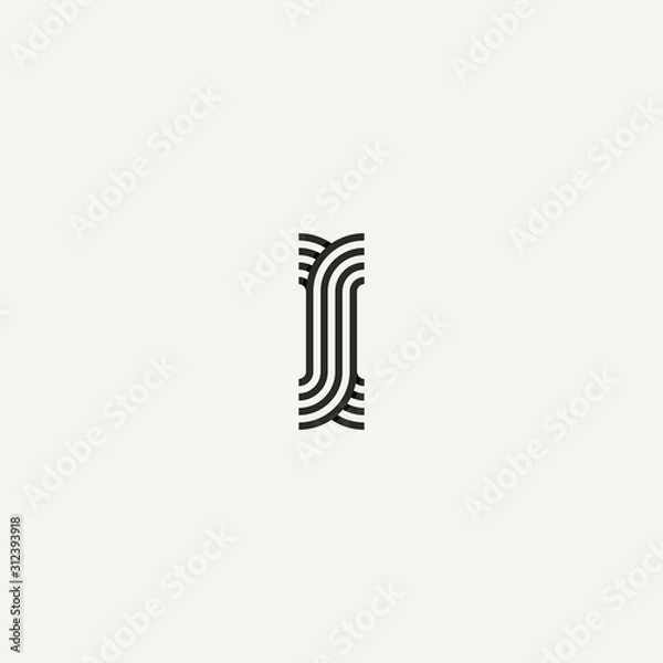 Obraz I logo. Abstract letter I logo design. Line creative symbol. Logo branding. Universal vector icon - Vector