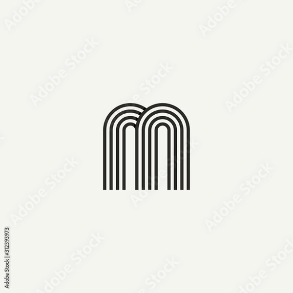 Obraz M logo. Abstract letter M logo design. Line creative symbol. Logo branding. Universal vector icon - Vector