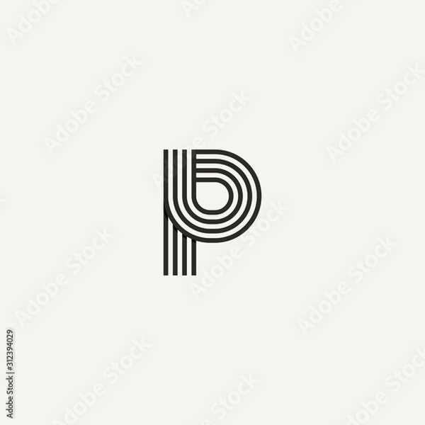 Obraz P logo. Abstract letter P logo design. Line creative symbol. Logo branding. Universal vector icon - Vector