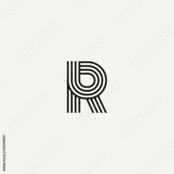 Obraz R logo. Abstract letter R logo design. Line creative symbol. Logo branding. Universal vector icon - Vector