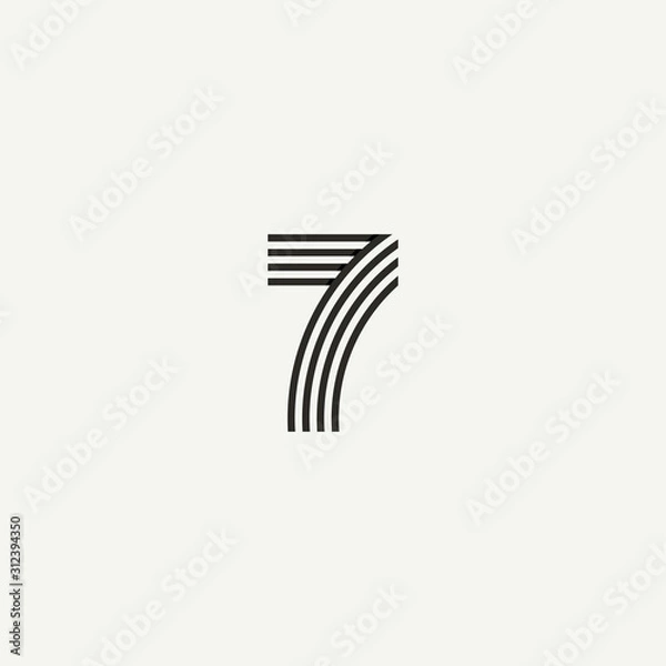 Obraz 7 logo. Abstract letter 7 logo design. Line creative symbol. Logo branding. Universal vector icon - Vector