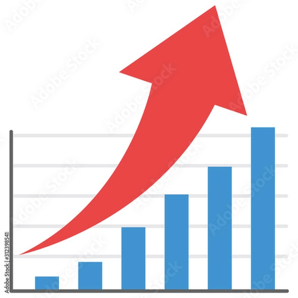 Fototapeta イラスト素材　企業　業績　財政状態　株価　UP　日経　NYダウ