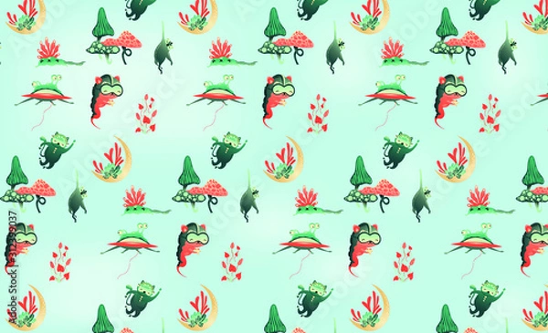 Obraz Strange patterns under the sea on a light green background.