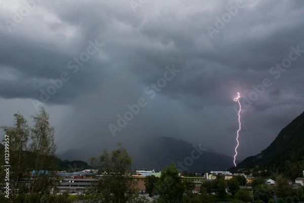 Obraz lightning strike at night