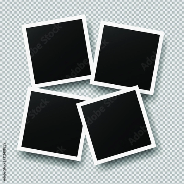 Obraz Realistic photo frames in mockup style. Isolated blank for photo on transparent background. Empty photo card. Vector picture