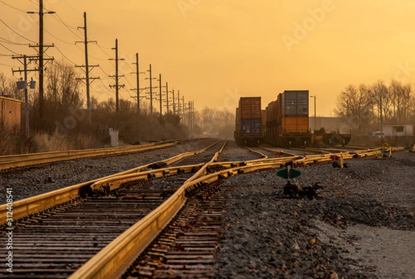 Obraz Railroad yard at dawn