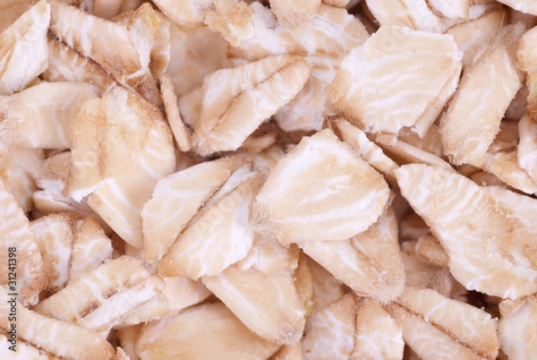Obraz Oatmeal flakes close up as background