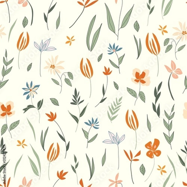 Obraz vintage inspired wildflower seamless vector pattern