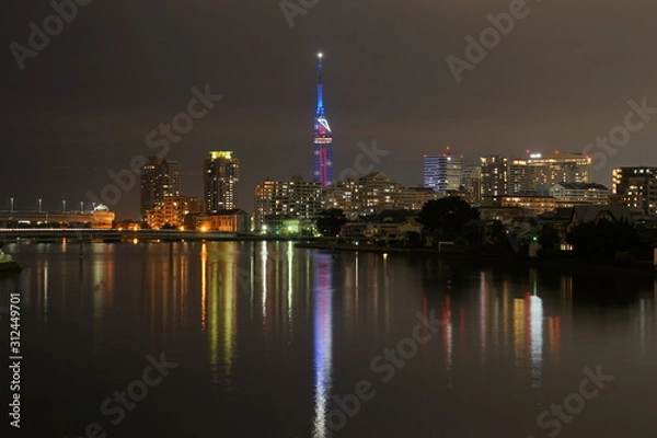Fototapeta 福岡西区の夜景風景
