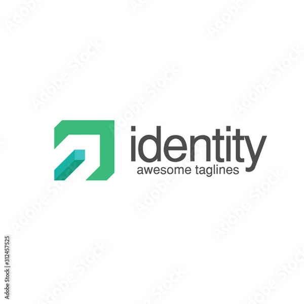 Fototapeta square geometric arrow tech logo  for consulting company vector concept