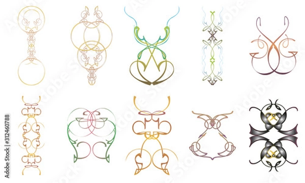 Obraz Elements of vintage ornament Clipart Vector Set 3012907