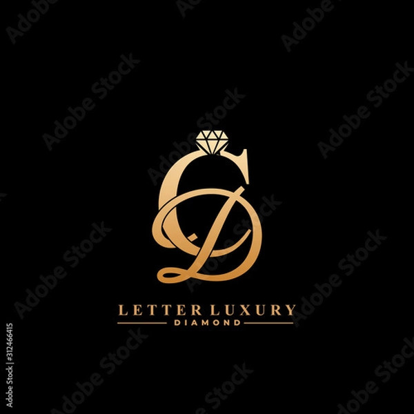 Fototapeta Initial Letter Luxury CD with diamond. Diamond Icon in Flat Style Logo.
