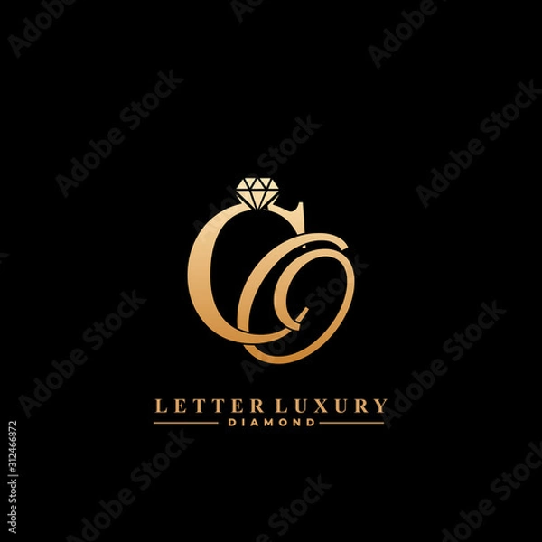 Fototapeta Initial Letter Luxury CO with diamond. Diamond Icon in Flat Style Logo.