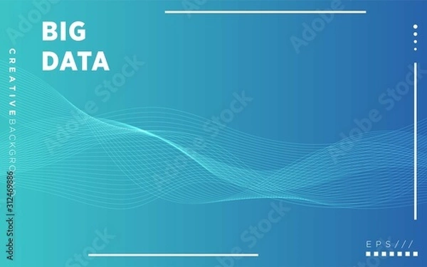 Obraz Modern  Visualization Tech Poster. Glow Digital Particles.Big Data Concept. white Tech Banner.Particle Motion.Big Data Analysis.blue Binary Number Background. blue Tech Abstract.