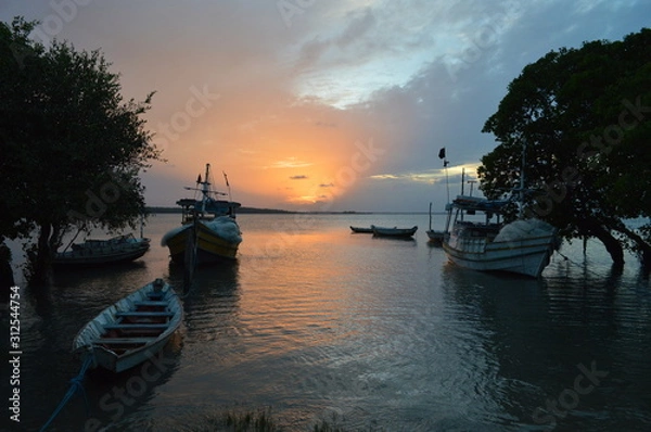 Obraz sunset on the lake