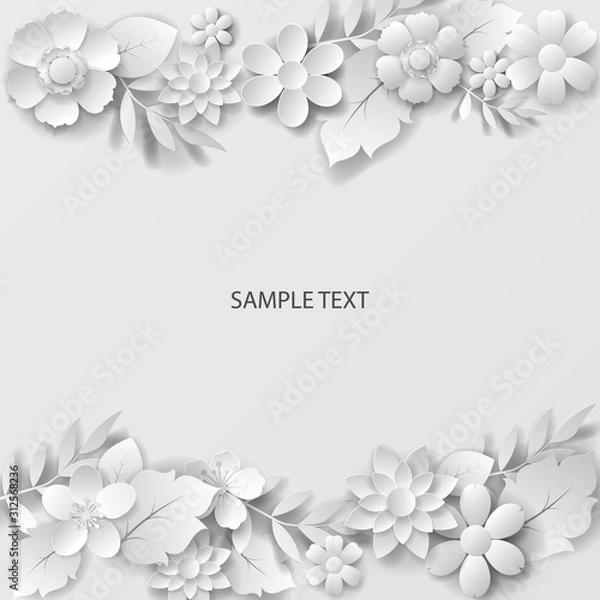 Obraz Paper art flowers background. Vector eps 10.