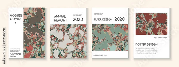 Fototapeta Fluid Paint, Clay Texture Vector Cover Layout. Trendy Magazine, Music Poster Template. Modern Earth Day Ecology Poster