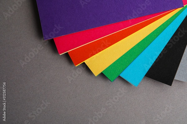 Obraz Color palette on grey background, top view