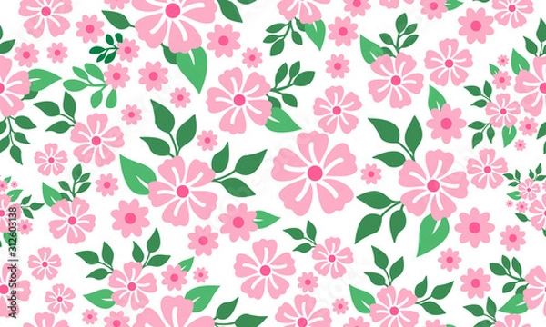Obraz Valentine floral pattern background, with elegant leaf and flower design.