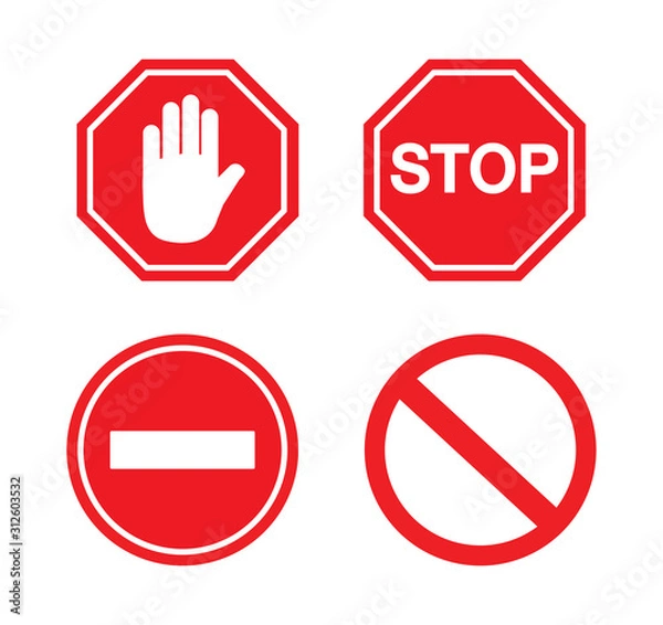 Obraz Traffic sign stop set. Vector illustration.