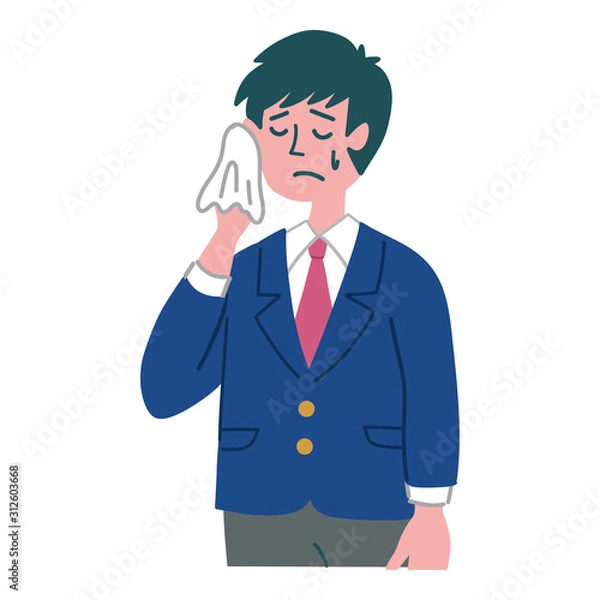 Fototapeta 学生　男の子　焦っている