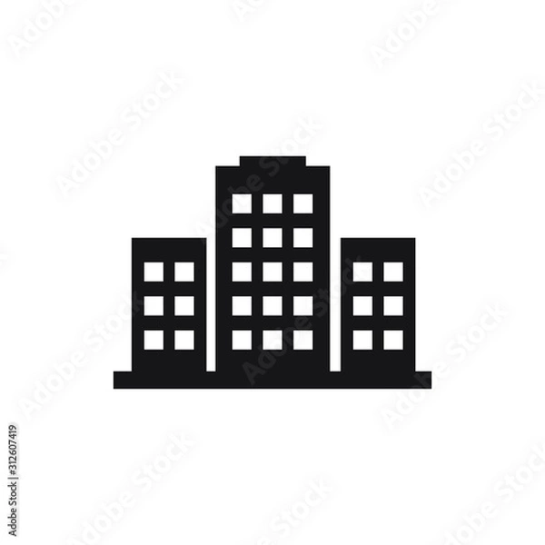 Fototapeta Office building sign icon in flat style. vector illustration