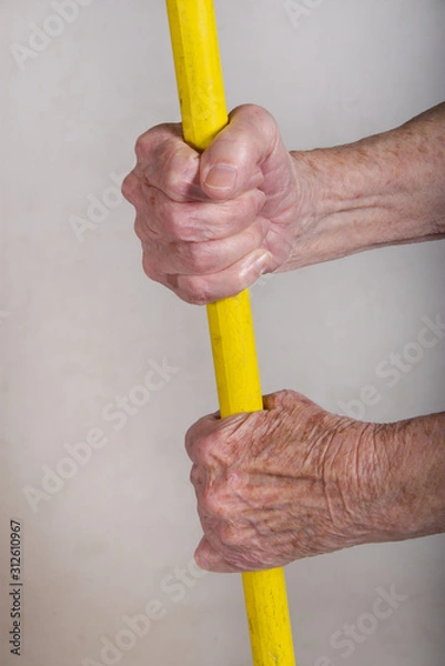 Fototapeta man with broom