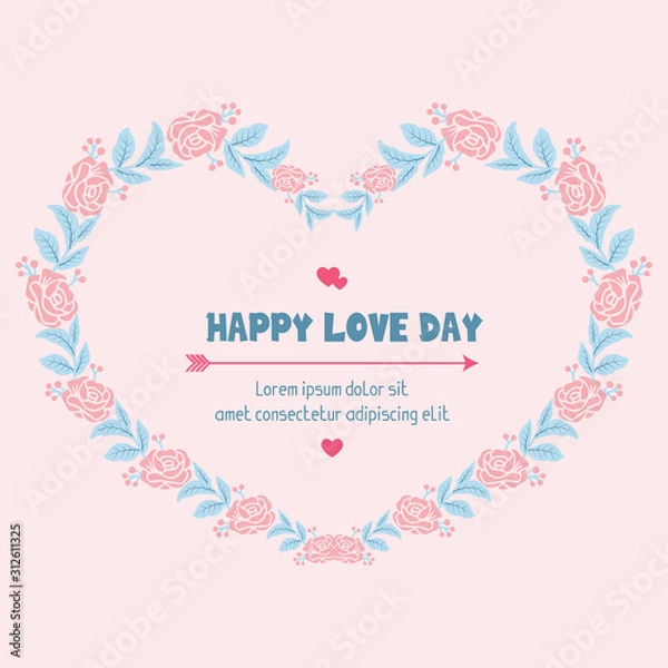 Obraz Elegant and beautiful wreath frame, for happy love day greeting card design. Vector
