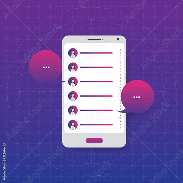 Fototapeta Contact list in mobile colorful icon