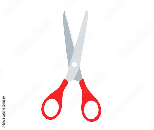 Fototapeta Scissors open in icon , Paper cut, white background - vector