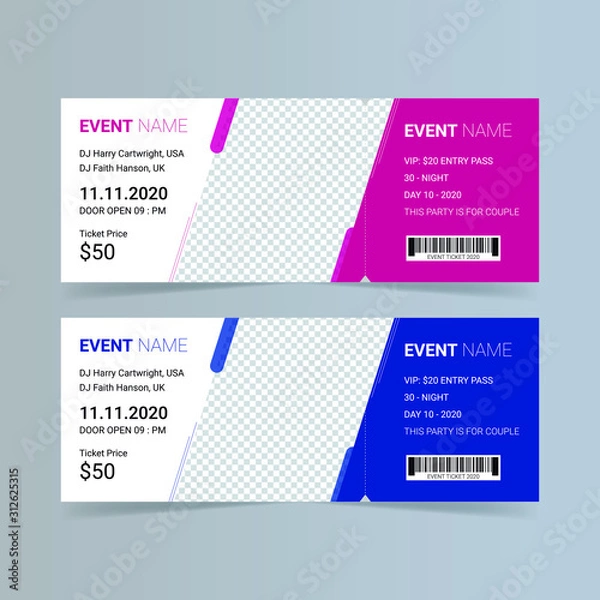Obraz Dj party event ticket design template 